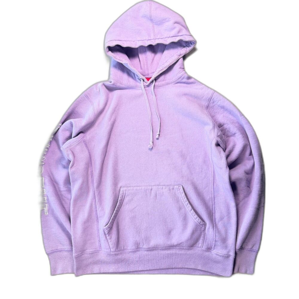 Supreme Purple Sleeve Embroidery Hoodie M